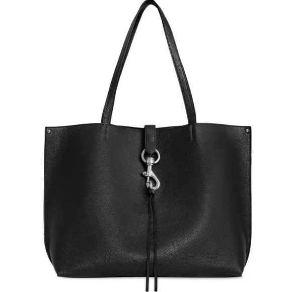 NWT Rebecca Minkoff Megan Black Leather Tote Bag - Picture 4 of 4